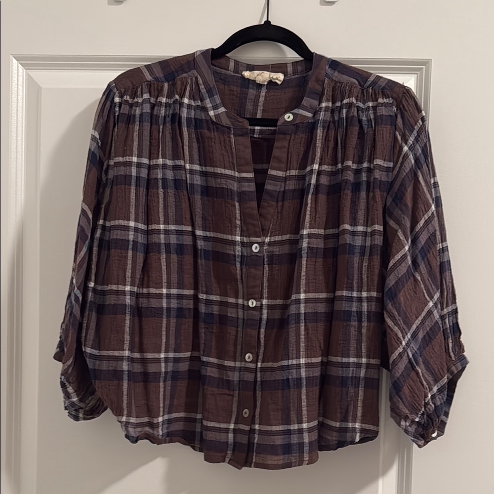 Plaid Brown Women's Top